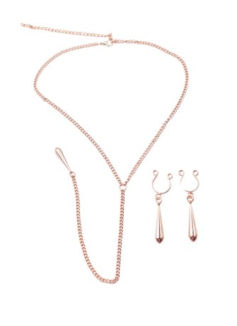 bijoux de corps, pinces de seins goutte et tour de cou chainette - SO-0184
